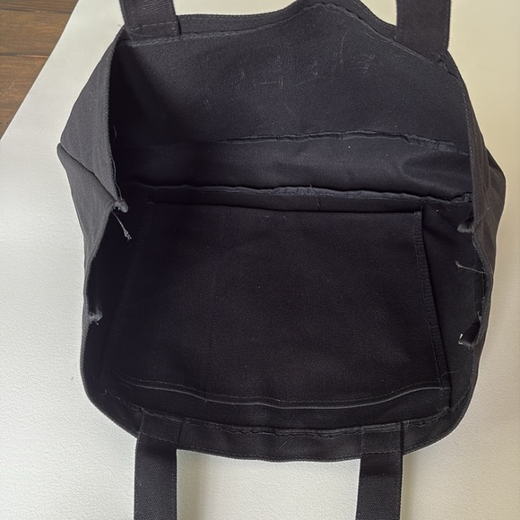 Eileen Fisher Logo Canvas Tote Bag Black & White Thick Office Travel 17x13x3.5" - Picture 5 of 11